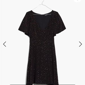 Madewell Cape Sleeve Mini Dress Metallic Dots